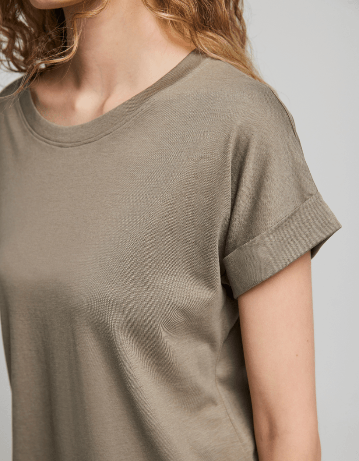 Basic Manga Verde Tencel Polera Mujer - Orgánico, biodegradable y compostable - Kumo Chile